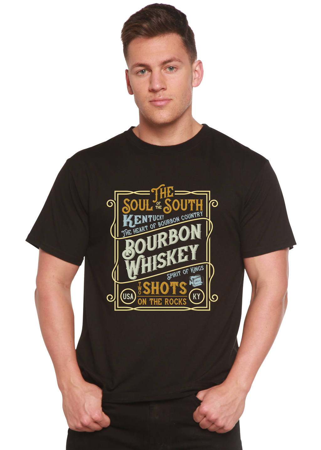 Bourbon Whiskey Men's Bamboo Viscose/Organic Cotton Short Sleeve Graphic T-Shirt Spun Bamboo