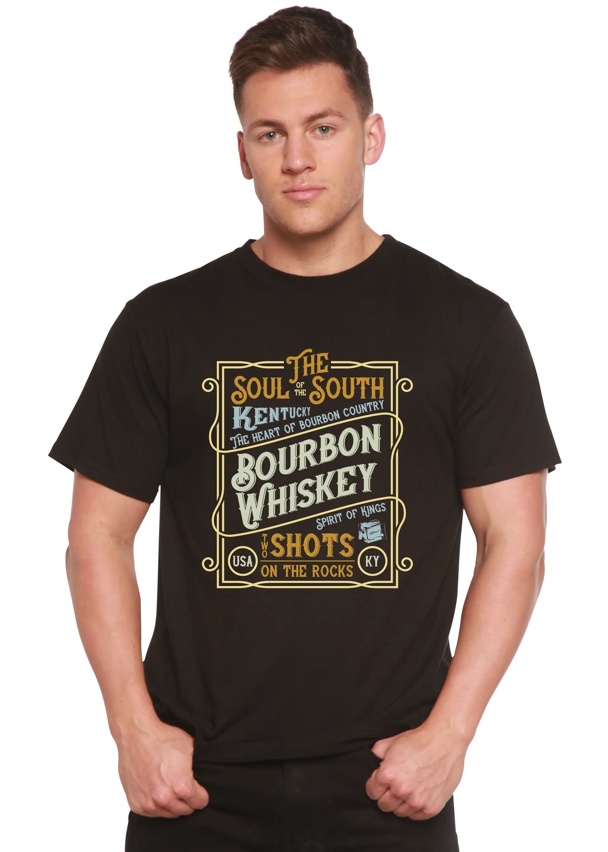 Bourbon Whiskey Men's Bamboo Viscose/Organic Cotton Short Sleeve Graphic T-Shirt Spun Bamboo
