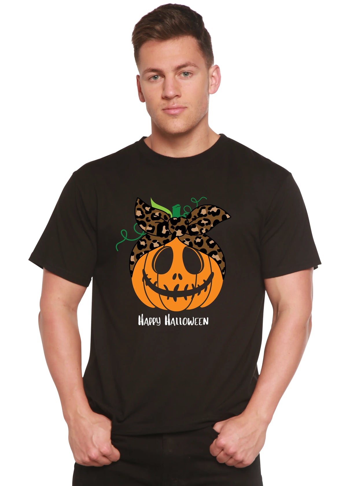 Happy Halloween Men's Bamboo Viscose/Organic Cotton Short Sleeve Graphic T-Shirt Spun Bamboo