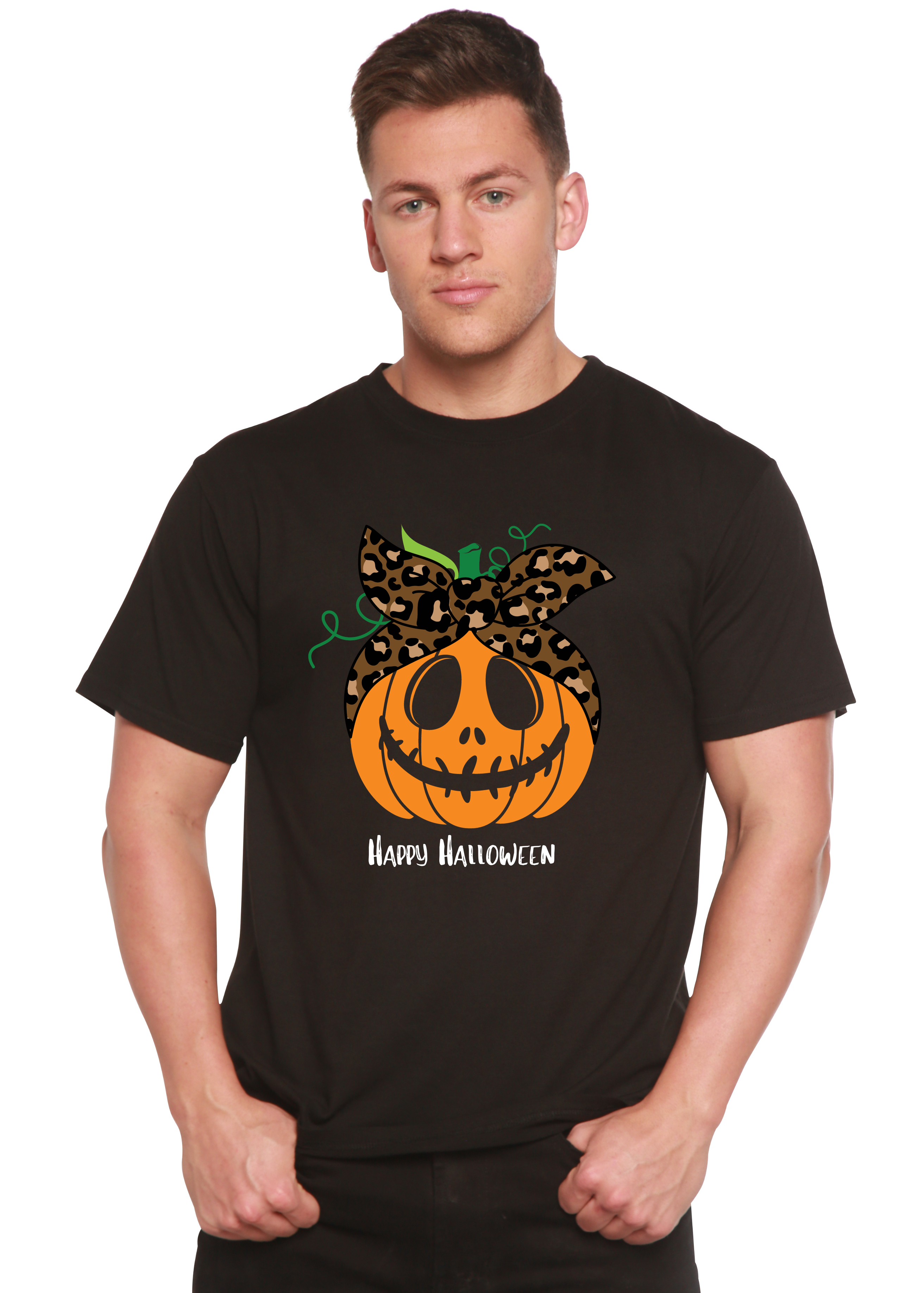 Happy Halloween Men's Bamboo Viscose/Organic Cotton Short Sleeve Graphic T-Shirt Spun Bamboo