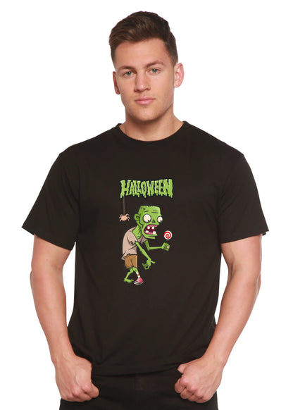 Halloween Green Monster Unisex Bamboo Viscose/Organic Cotton Short Sleeve Graphic T-Shirt Spun Bamboo