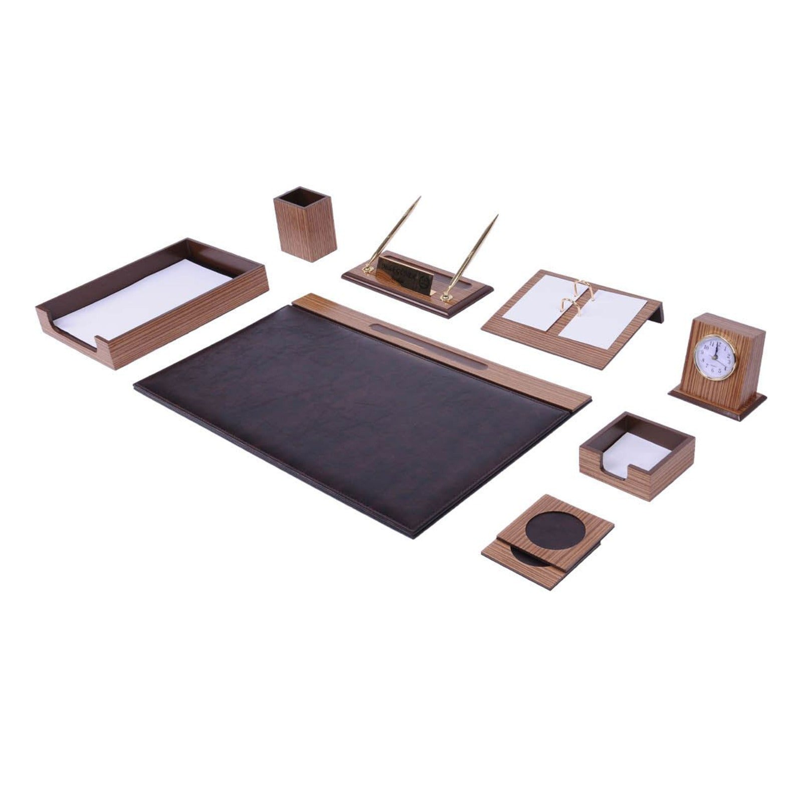 MOOG Zebrona Leather Desk Organizer Set- 11 PCS Moogdesk
