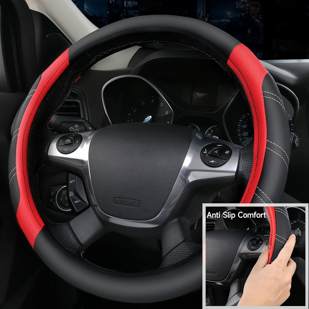 Steering Wheel Cover And Waterproof Car Floor Mats, Microfiber Universal Car Combo Fit for 95% Sedan, SUV, Cars, 14.5-15inch Sporty Anti-Slip Safety Comfortable Design Shore Co. Shop