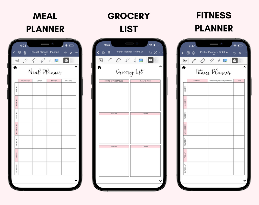 Digital Phone Planner Pink Jessica Autumn
