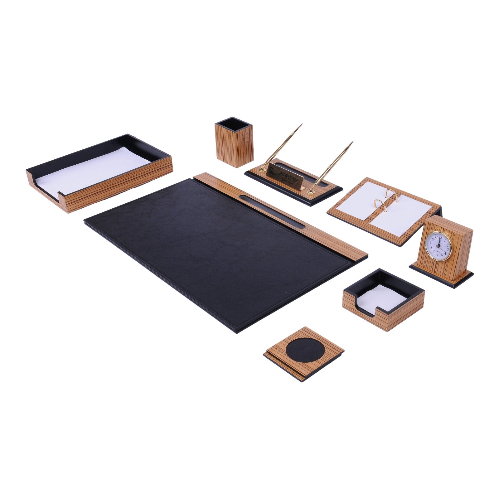 MOOG Zebrona Leather Desk Organizer Set- 11 PCS Moogdesk
