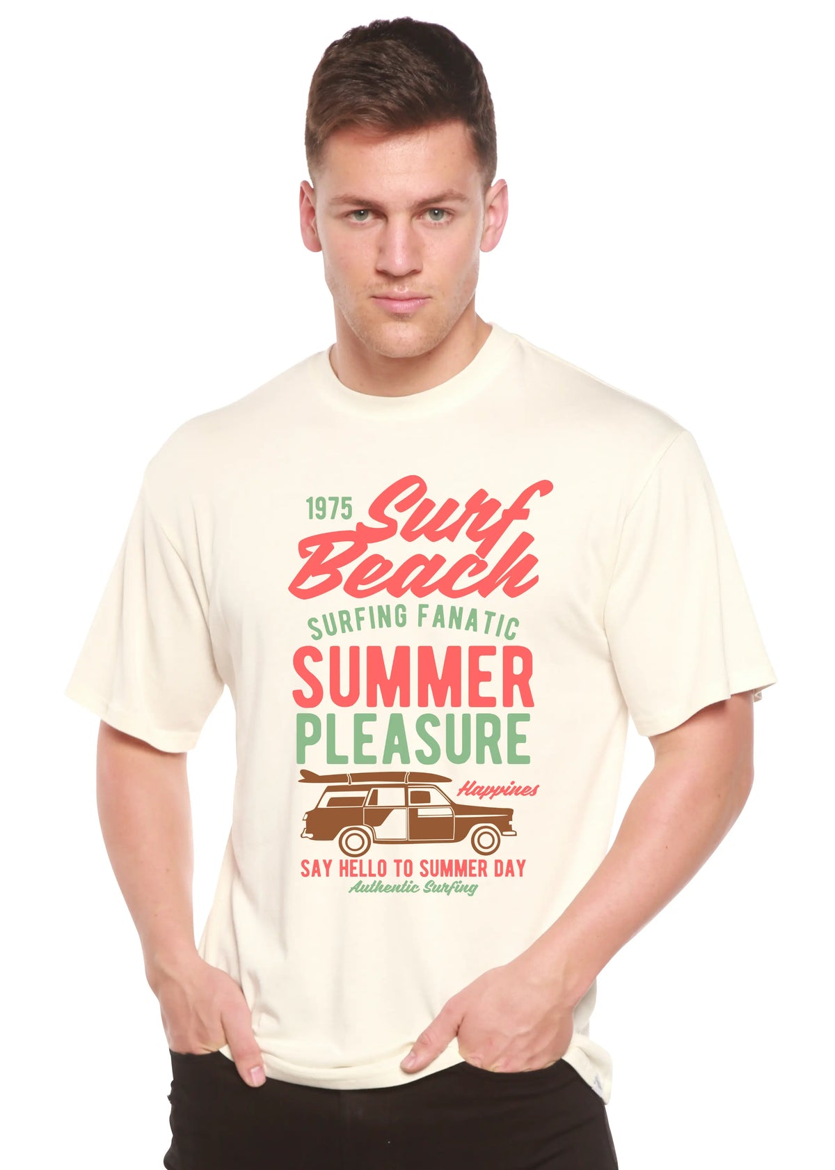 Surf Beach Spun Bamboo® Men's Bamboo Viscose/Organic Cotton Short Sleeve Graphic T-Shirt Spun Bamboo
