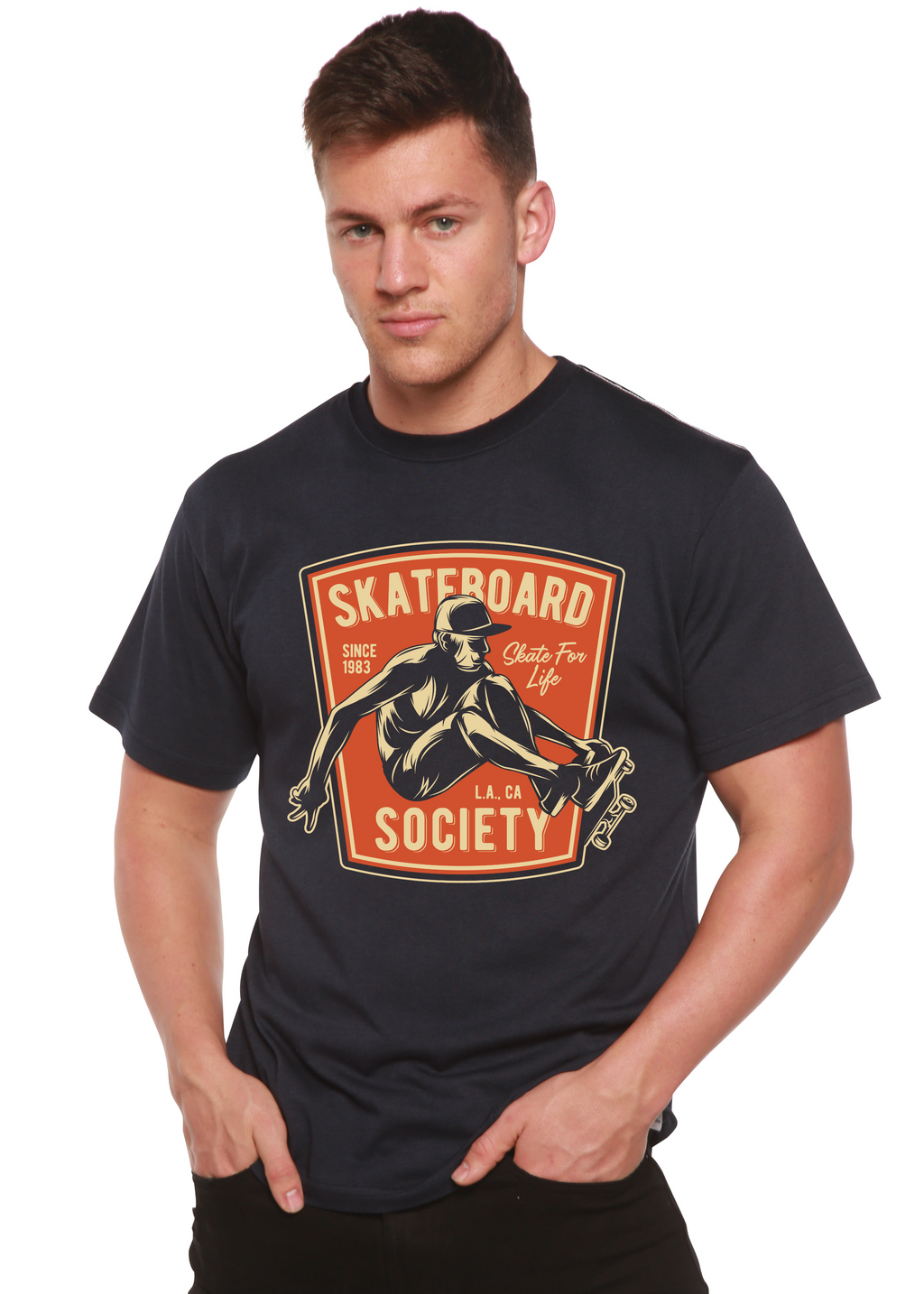 Skateboard Society Men's Bamboo Viscose/Organic Cotton Short Sleeve Graphic T-Shirt Spun Bamboo