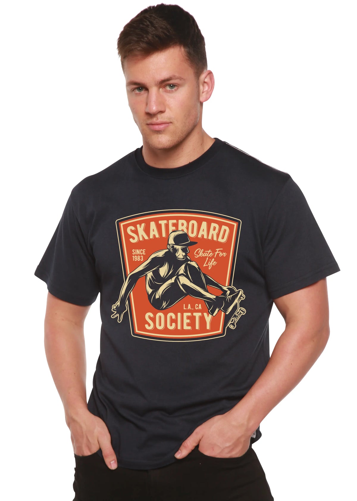 Skateboard Society Men's Bamboo Viscose/Organic Cotton Short Sleeve Graphic T-Shirt Spun Bamboo