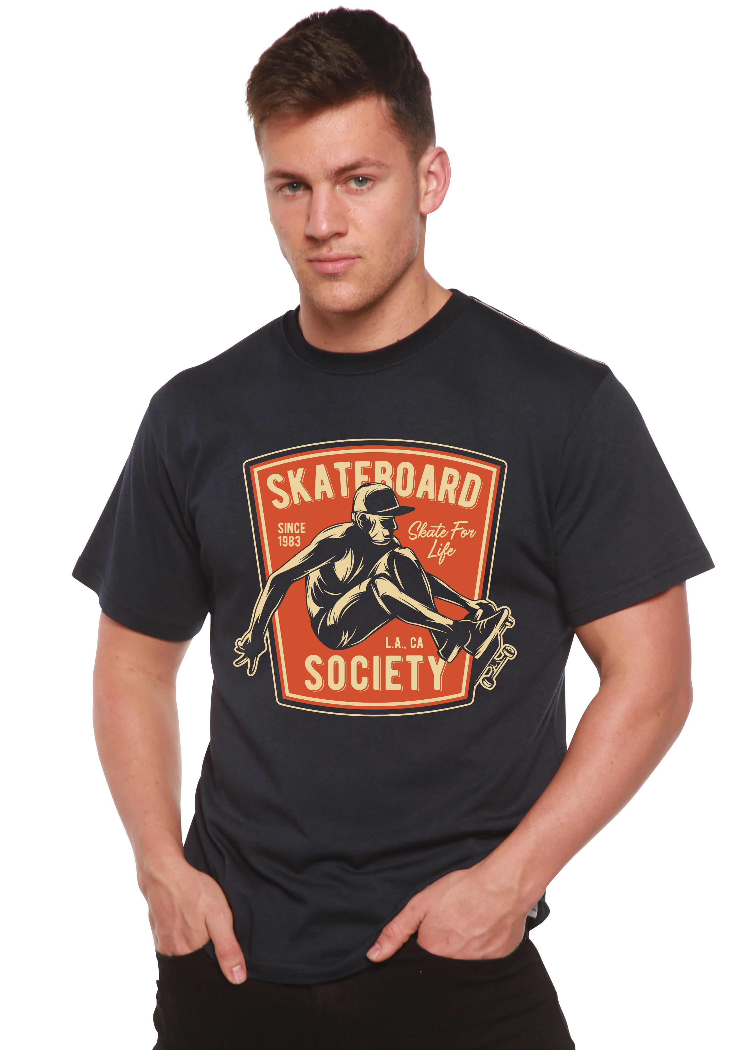 Skateboard Society Men's Bamboo Viscose/Organic Cotton Short Sleeve Graphic T-Shirt