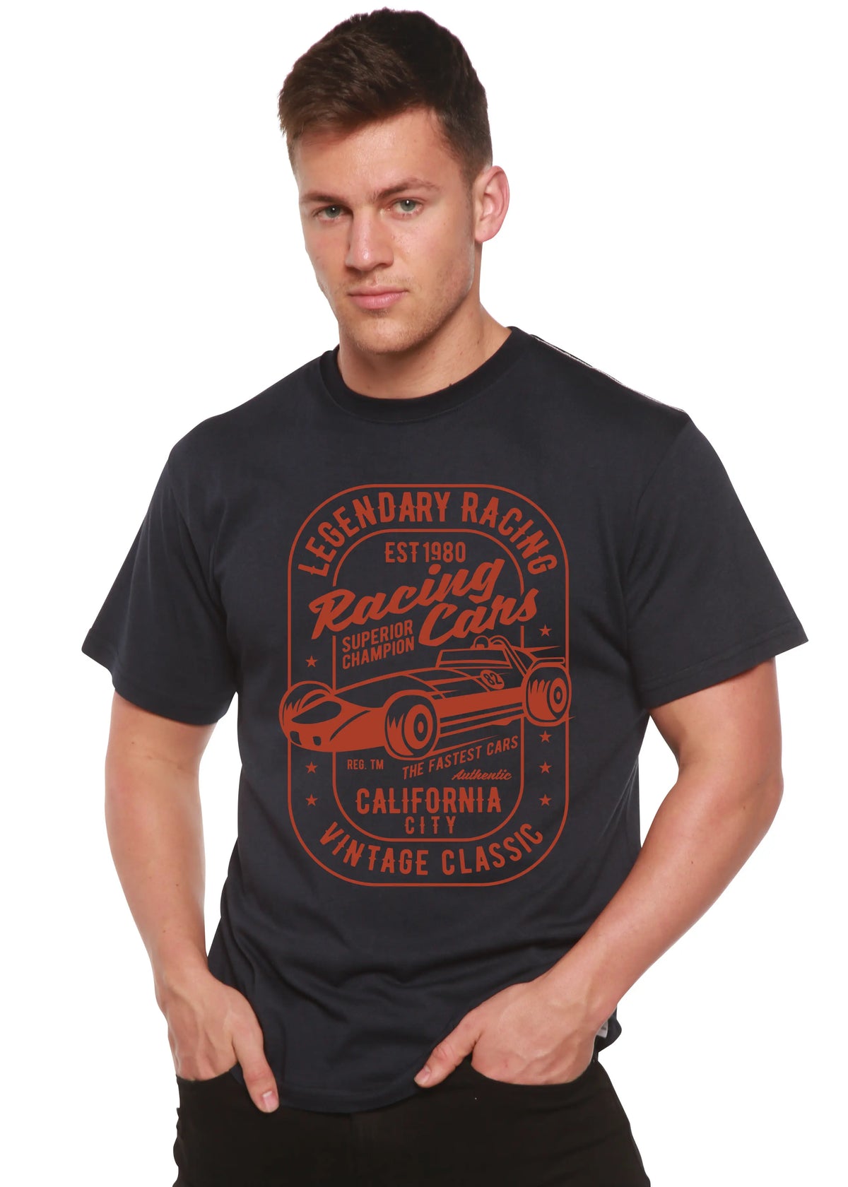 Legendary Racing Cars Men's Bamboo Viscose/Organic Cotton Short Sleeve Graphic T-Shirt Spun Bamboo