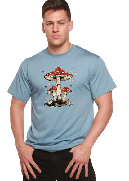 Boho Retro Hippie Mushrooms Natural Unisex Bamboo/Cotton Graphic T-Shirt Spun Bamboo