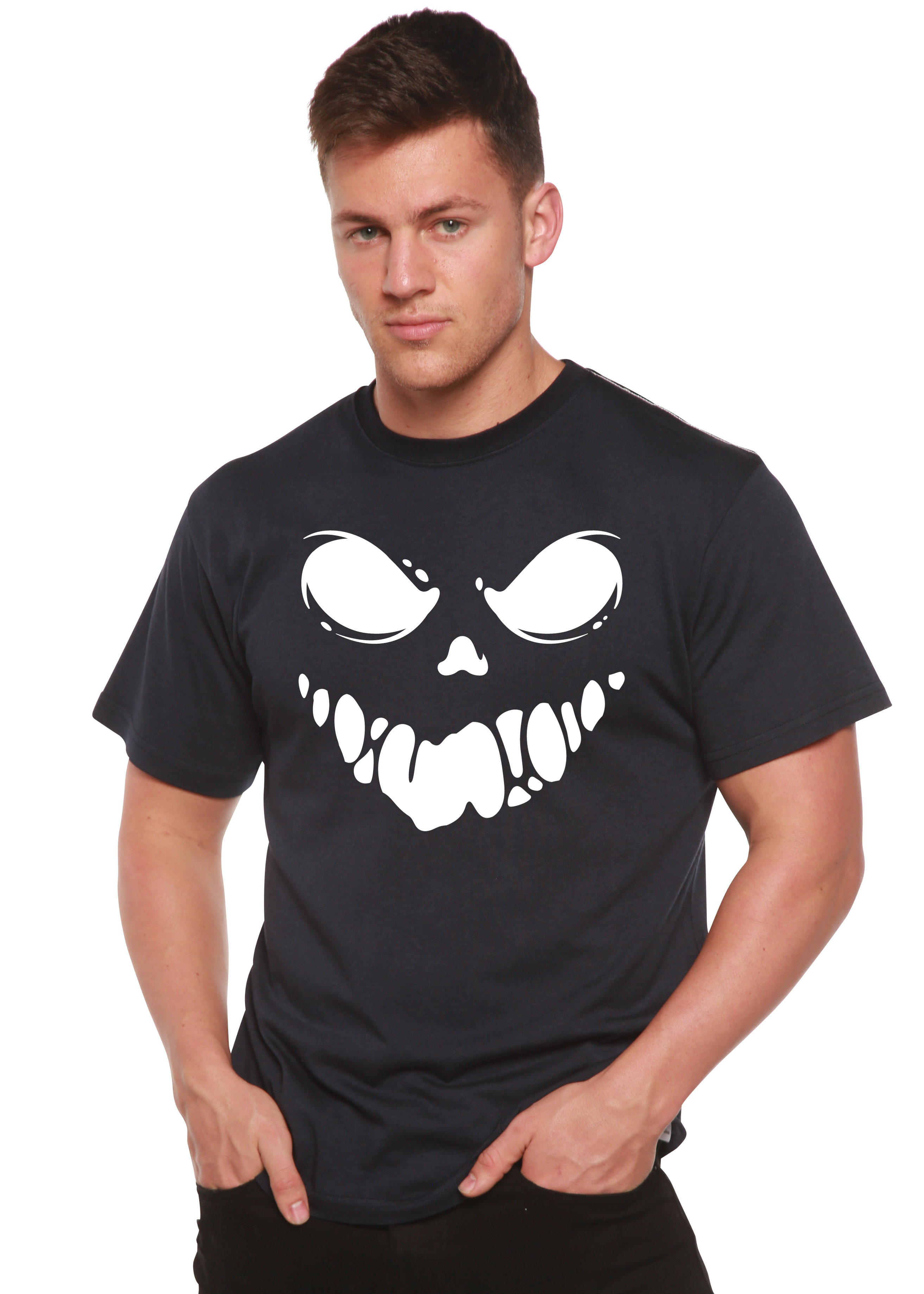 Halloween Boo Men's Bamboo Viscose/Organic Cotton Short Sleeve Graphic T-Shirt Spun Bamboo