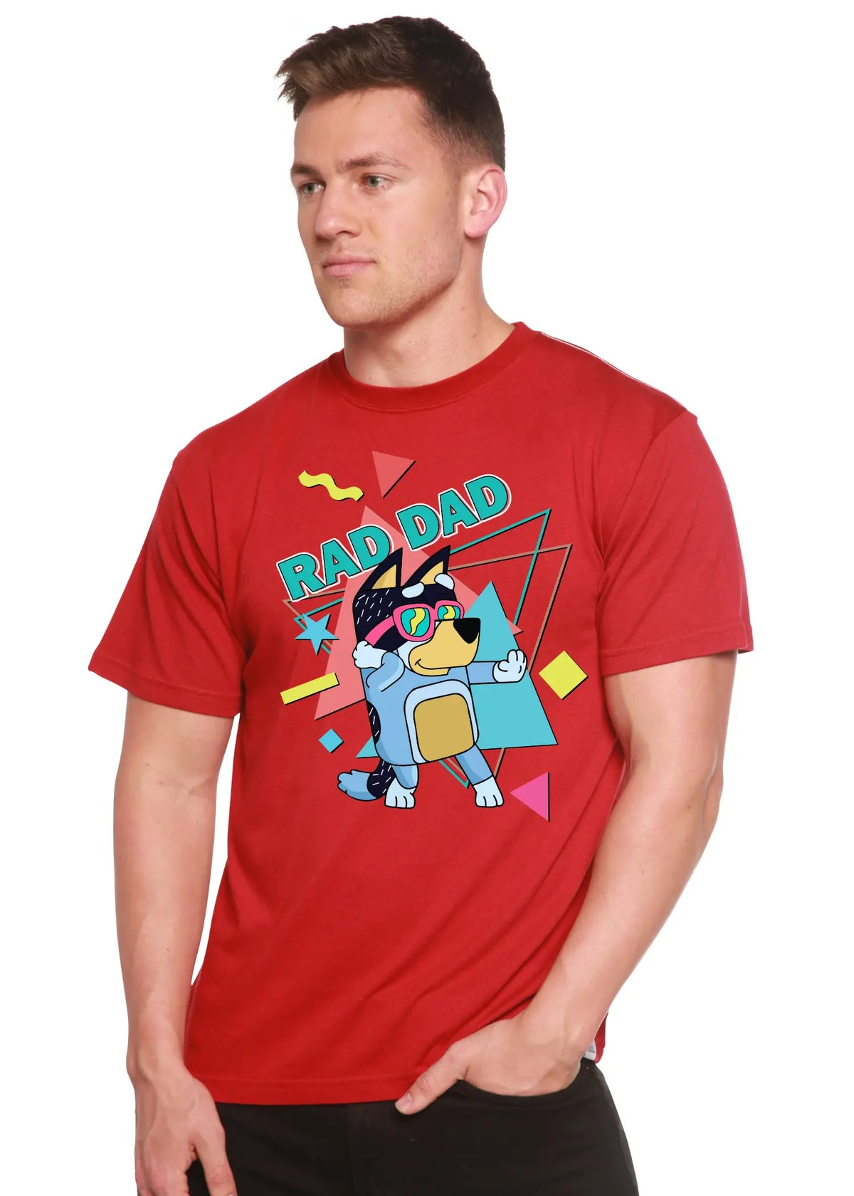 Rad Dad Bluey Men's Bamboo Short Sleeve Graphic T-Shirt Spun Bamboo