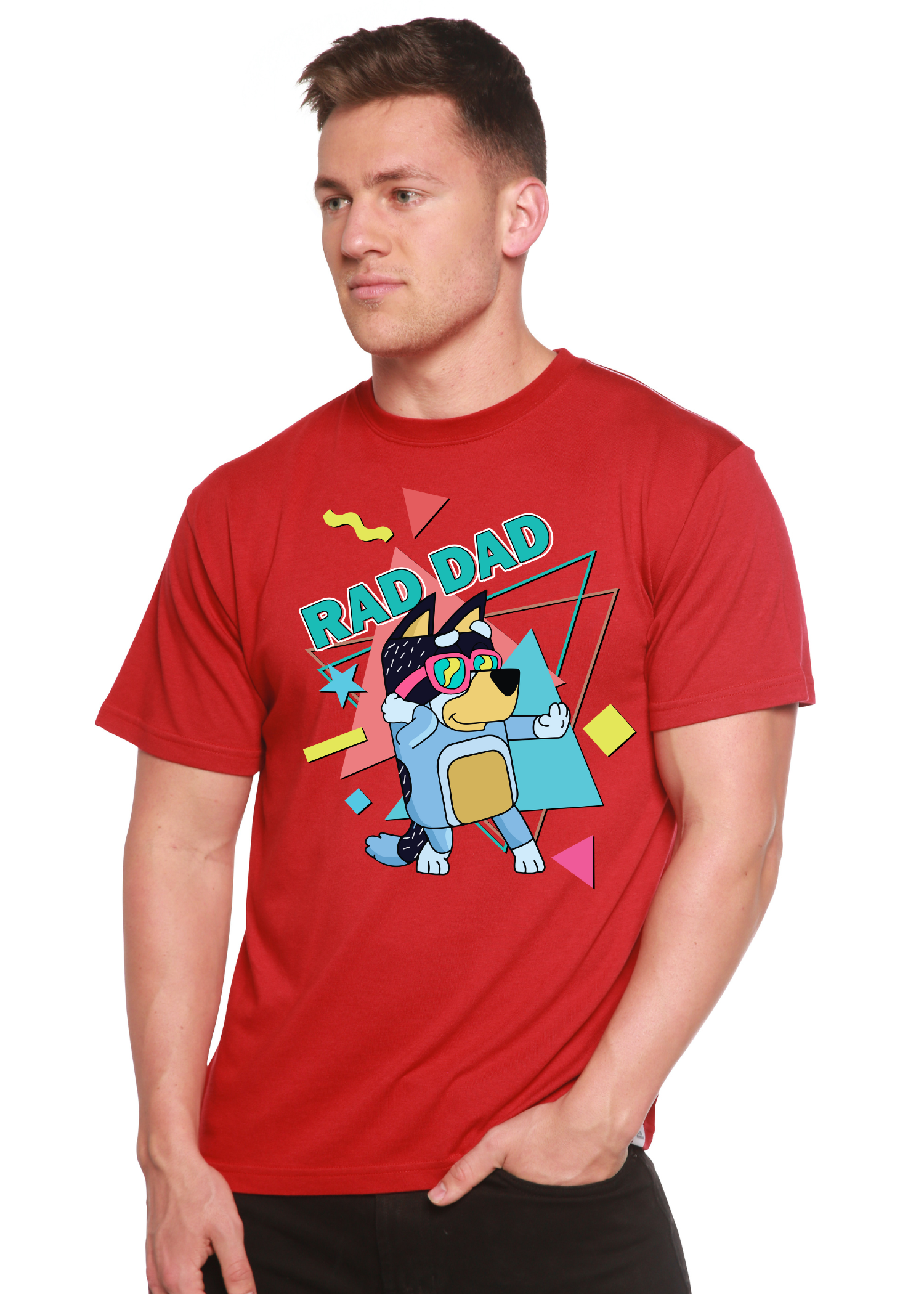 Rad Dad Bluey Men's Bamboo Short Sleeve Graphic T-Shirt Spun Bamboo