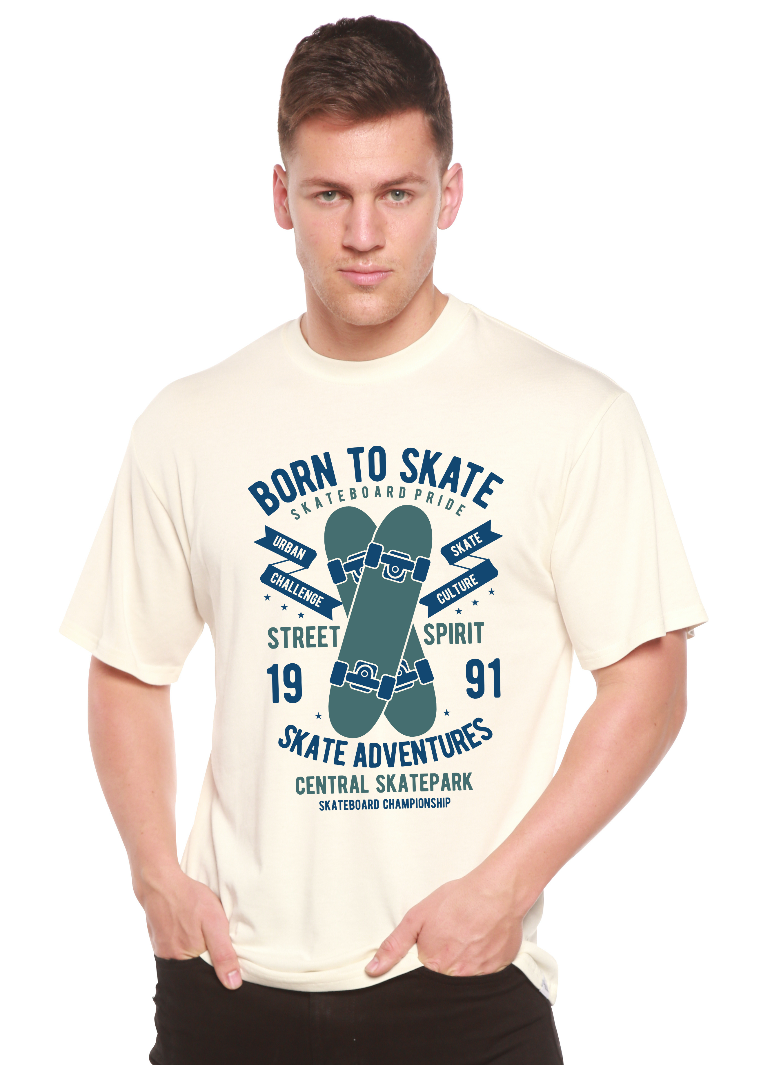 Born To Skate Men's Bamboo Viscose/Organic Cotton Short Sleeve Graphic T-Shirt Spun Bamboo