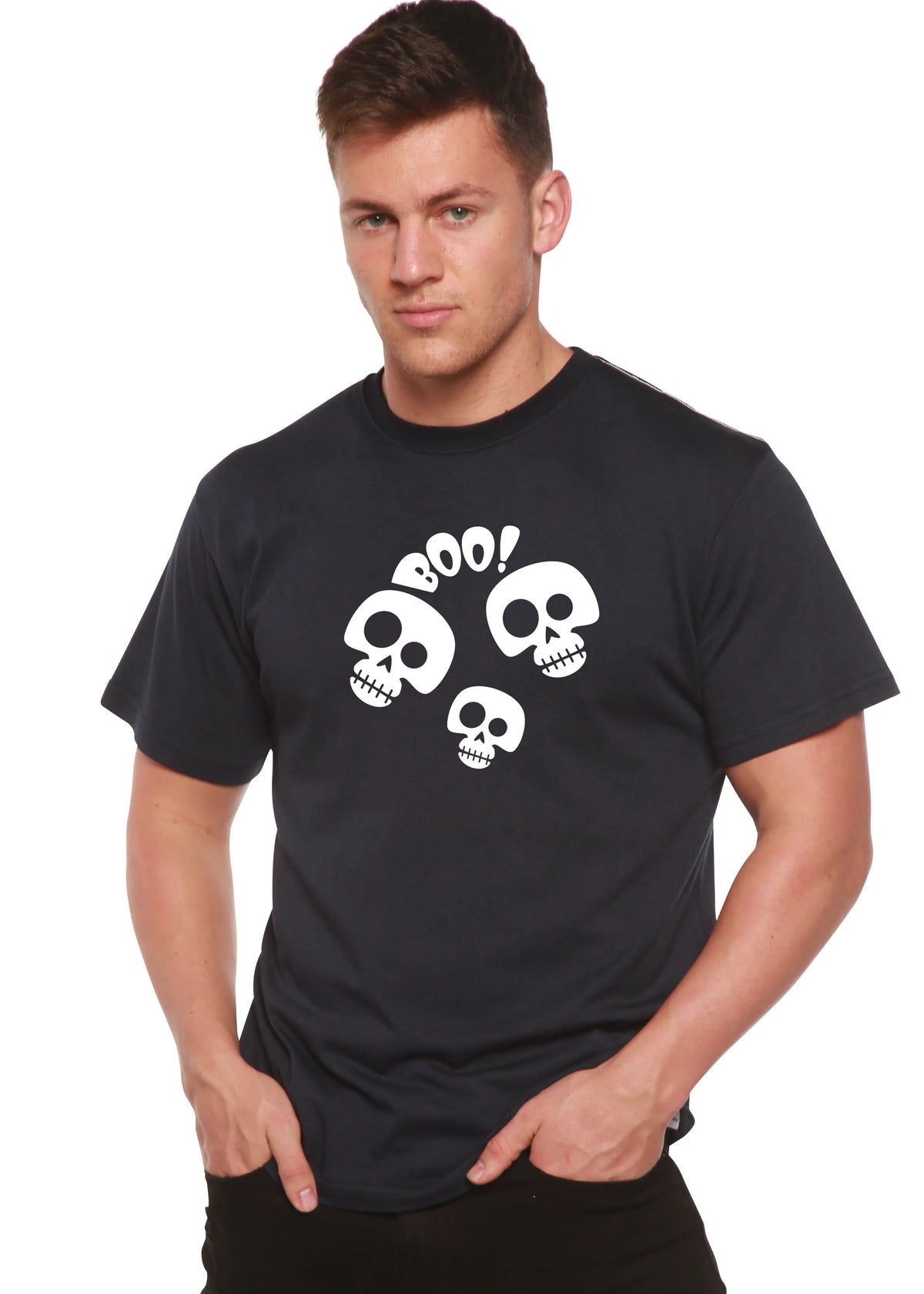 Halloween Boo Unisex Bamboo Viscose/Organic Cotton Short Sleeve Graphic T-Shirt Spun Bamboo