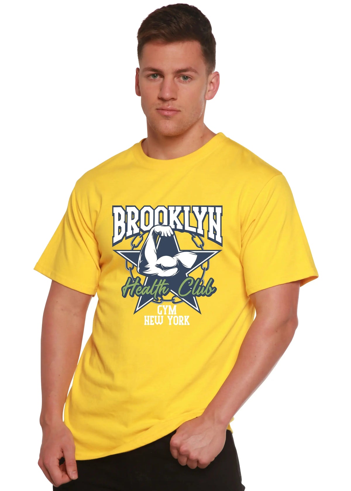 Brooklyn Health Club Men's Bamboo Viscose/Organic Cotton Short Sleeve Graphic T-Shirt Spun Bamboo