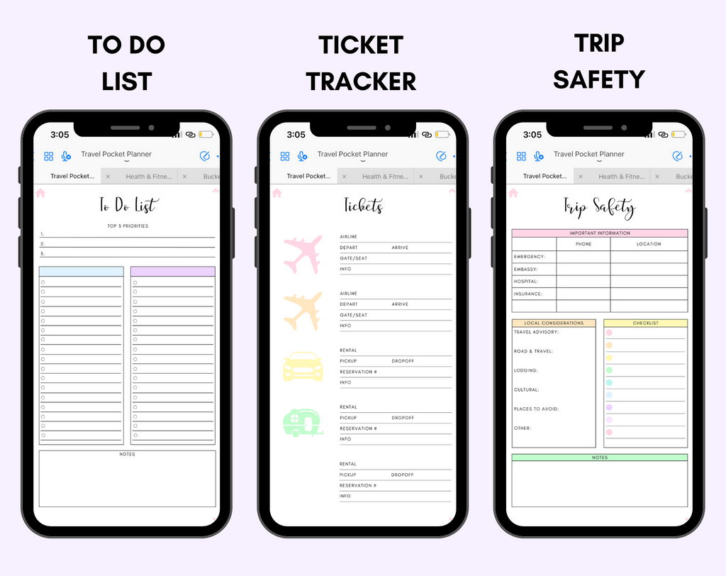 Digital Travel Phone Planner Rainbow Jessica Autumn