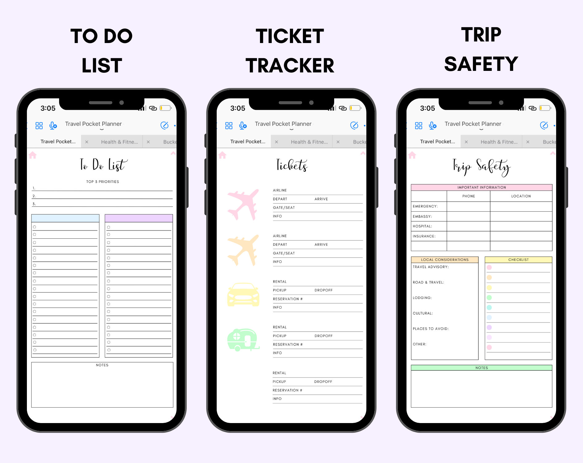 Digital Travel Phone Planner Rainbow Jessica Autumn