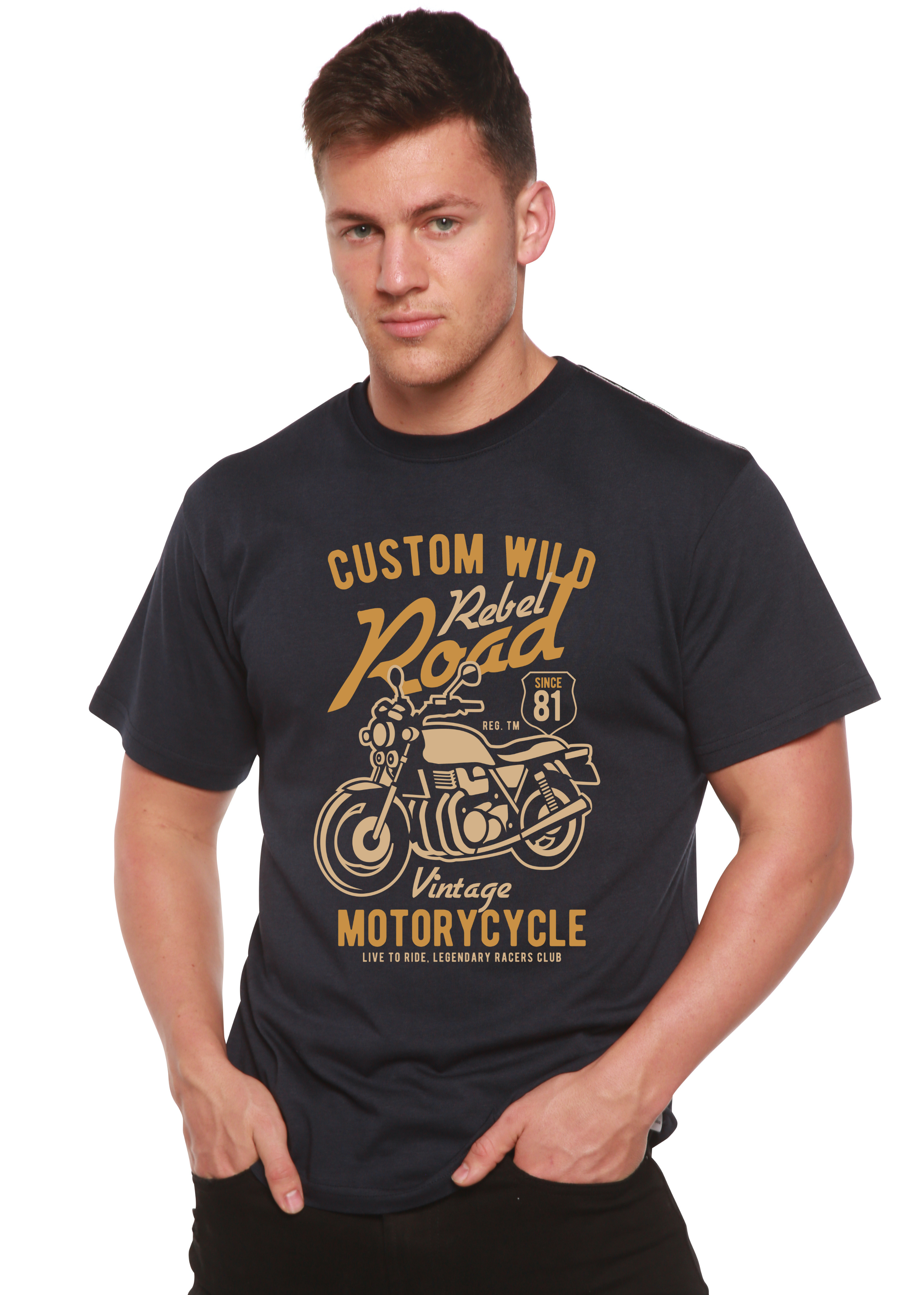 Custom Wild Men's Bamboo Viscose/Organic Cotton Short Sleeve Graphic T-Shirt Spun Bamboo