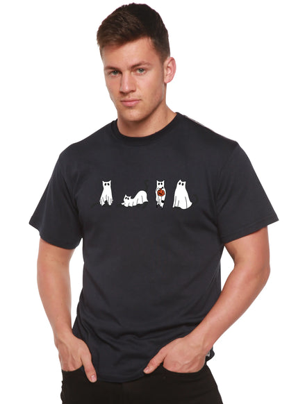 Halloween Cats Men's Bamboo Viscose/Organic Cotton Short Sleeve Graphic T-Shirt Spun Bamboo