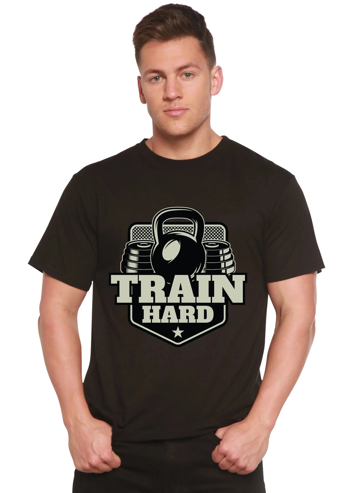 Train Hard Men's Bamboo Viscose/Organic Cotton Short Sleeve Graphic T-Shirt Spun Bamboo