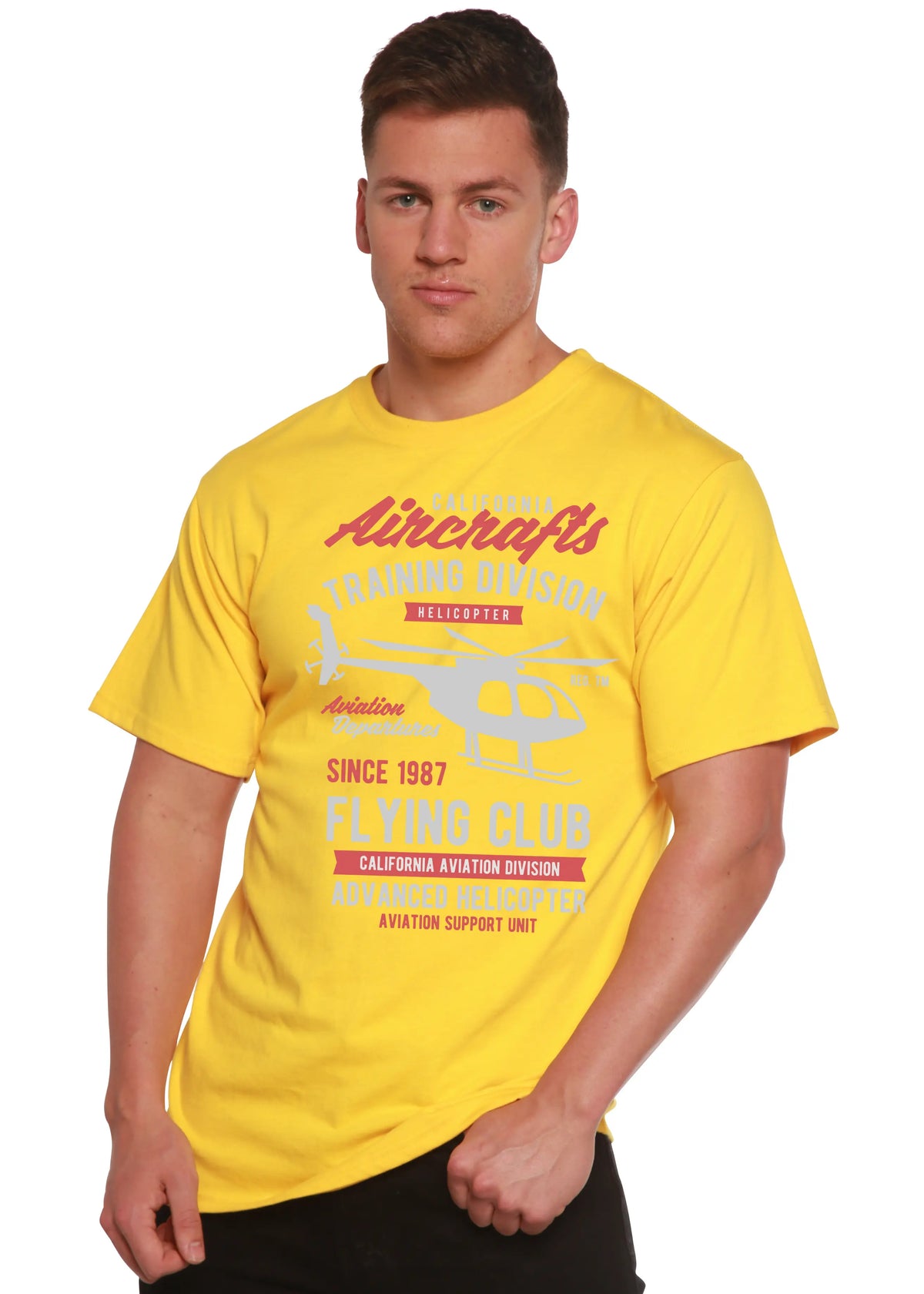 California Aircraft Men's Bamboo Viscose/Organic Cotton Short Sleeve Graphic T-Shirt Spun Bamboo