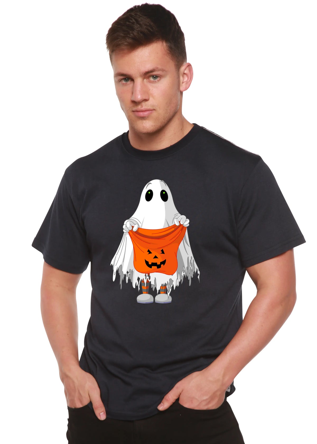 Boo Halloween Men's Bamboo Viscose/Organic Cotton Short Sleeve Graphic T-Shirt Spun Bamboo