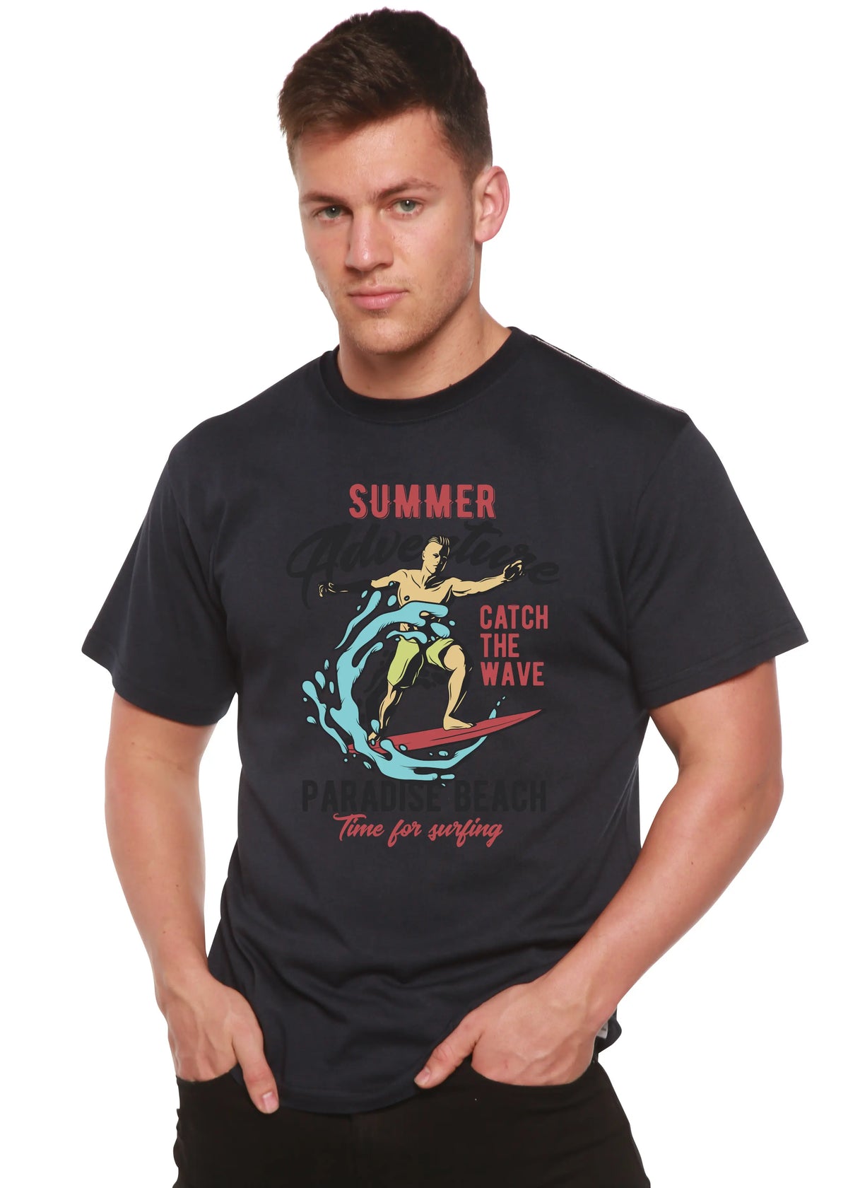 Catch The Wave Men's Bamboo Viscose/Organic Cotton Short Sleeve Graphic T-Shirt Spun Bamboo