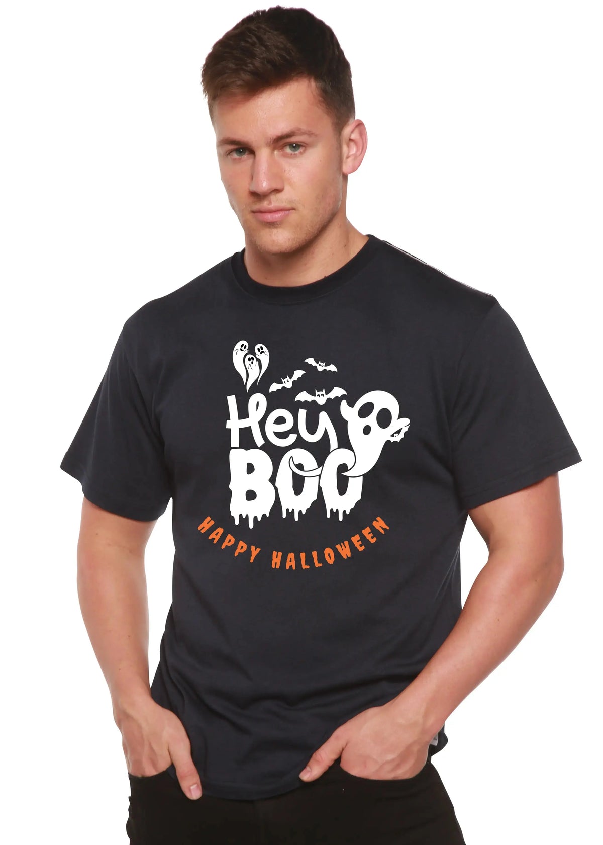 Hey Boo Men's Bamboo Viscose/Organic Cotton Short Sleeve Graphic T-Shirt Spun Bamboo