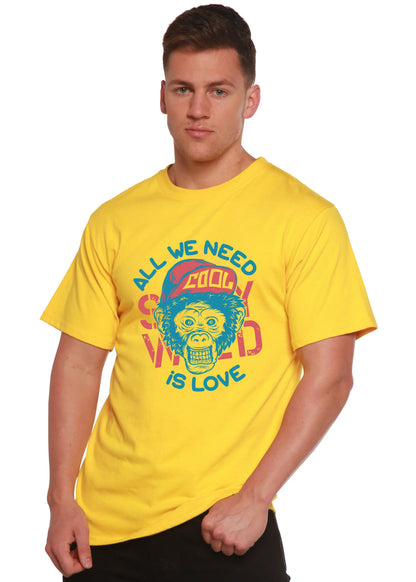 All We Need is Love Men's Bamboo Viscose/Organic Cotton Short Sleeve Graphic T-Shirt Spun Bamboo