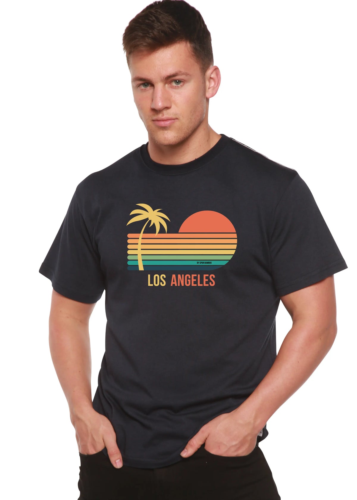Los Angeles Unisex Bamboo Viscose/Organic Cotton Short Sleeve Graphic T-Shirt Spun Bamboo