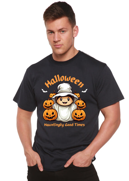 Halloween Hauntingly Good Times Day Men's Bamboo Viscose/Organic Cotton Short Sleeve Graphic T-Shirt Spun Bamboo