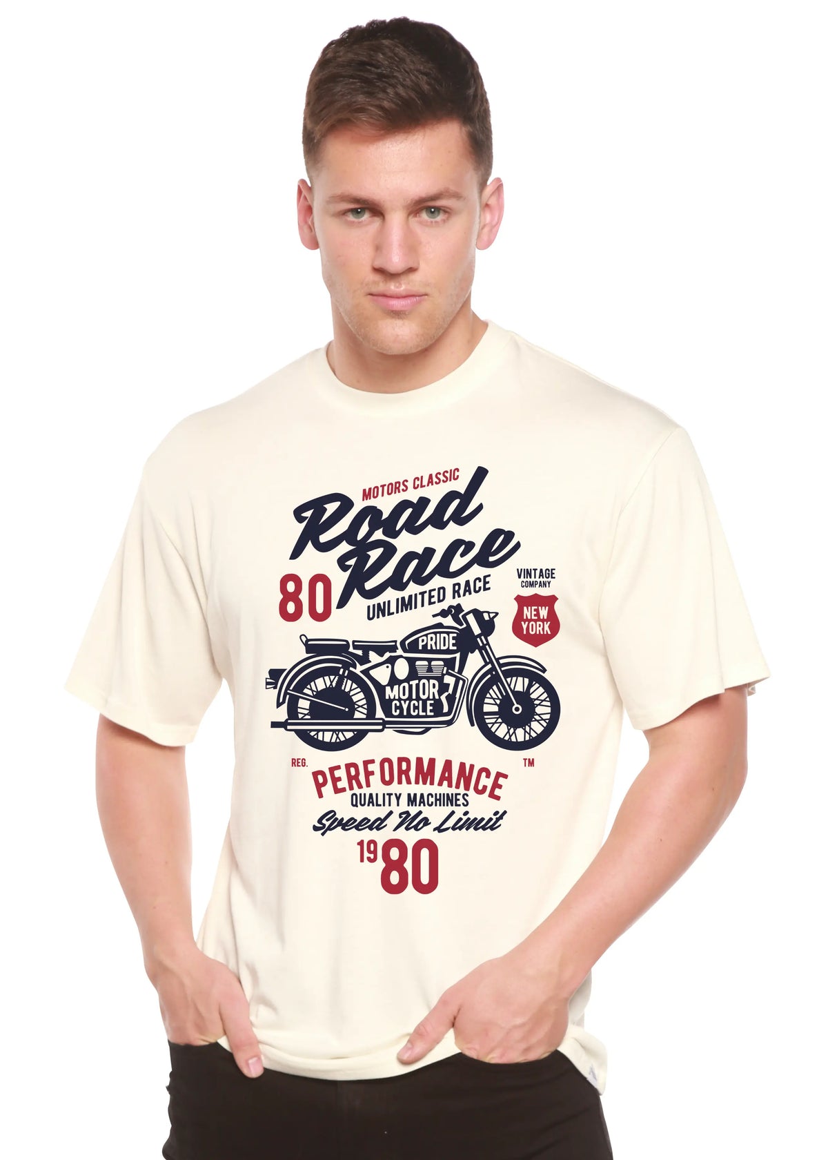 Road Race Motorcycles Spun Bamboo® Men's Bamboo Viscose/Organic Cotton Short Sleeve Graphic T-Shirt Spun Bamboo