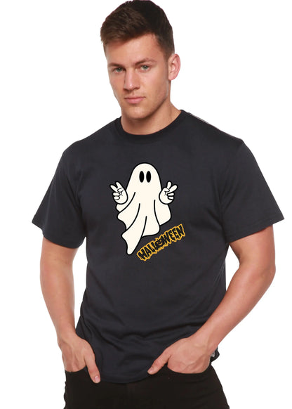 Halloween Ghost Unisex Bamboo Viscose/Organic Cotton Short Sleeve Graphic T-Shirt Spun Bamboo
