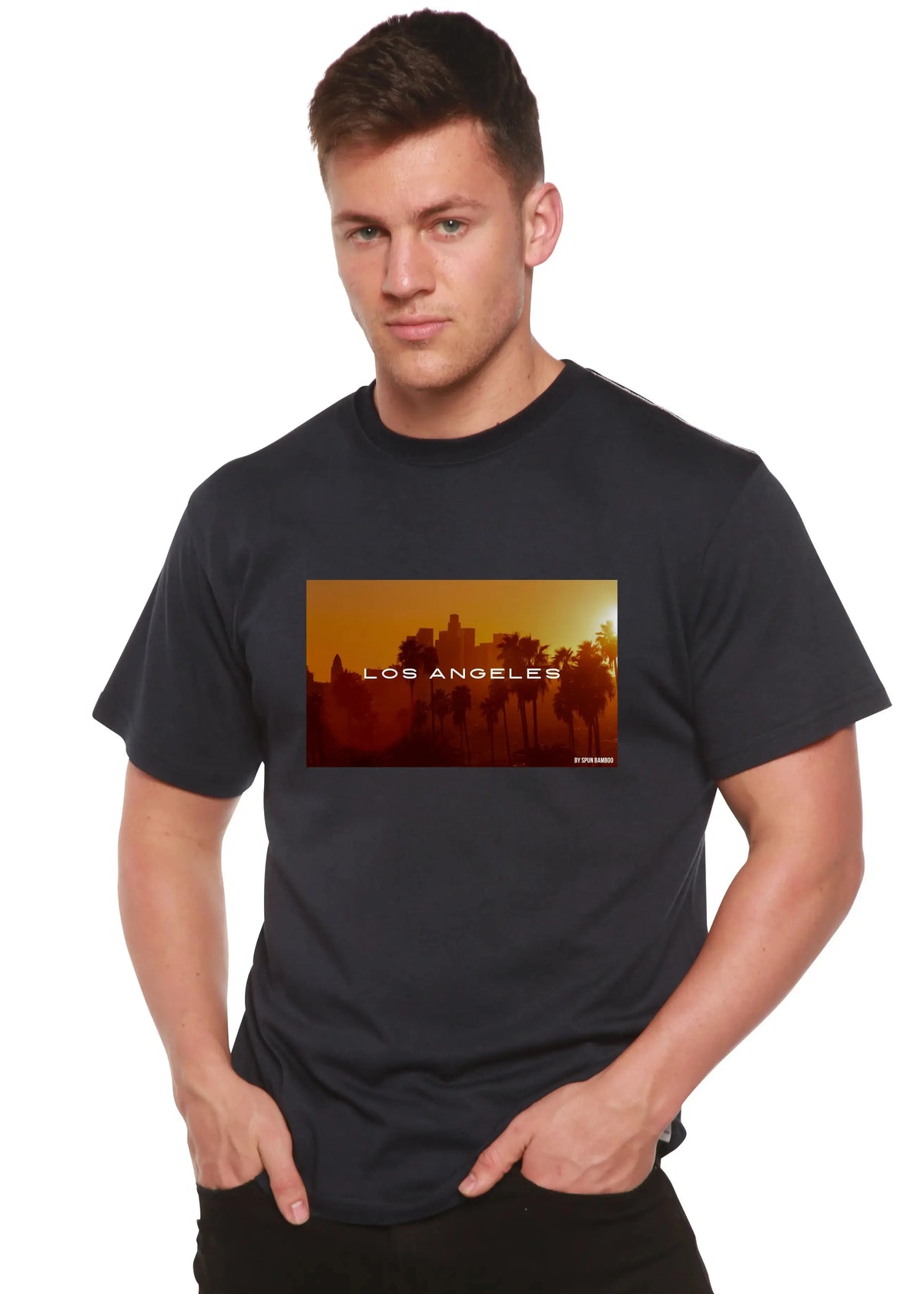 Los Angeles Unisex Bamboo Viscose/Organic Cotton Short Sleeve Graphic T-Shirt Spun Bamboo
