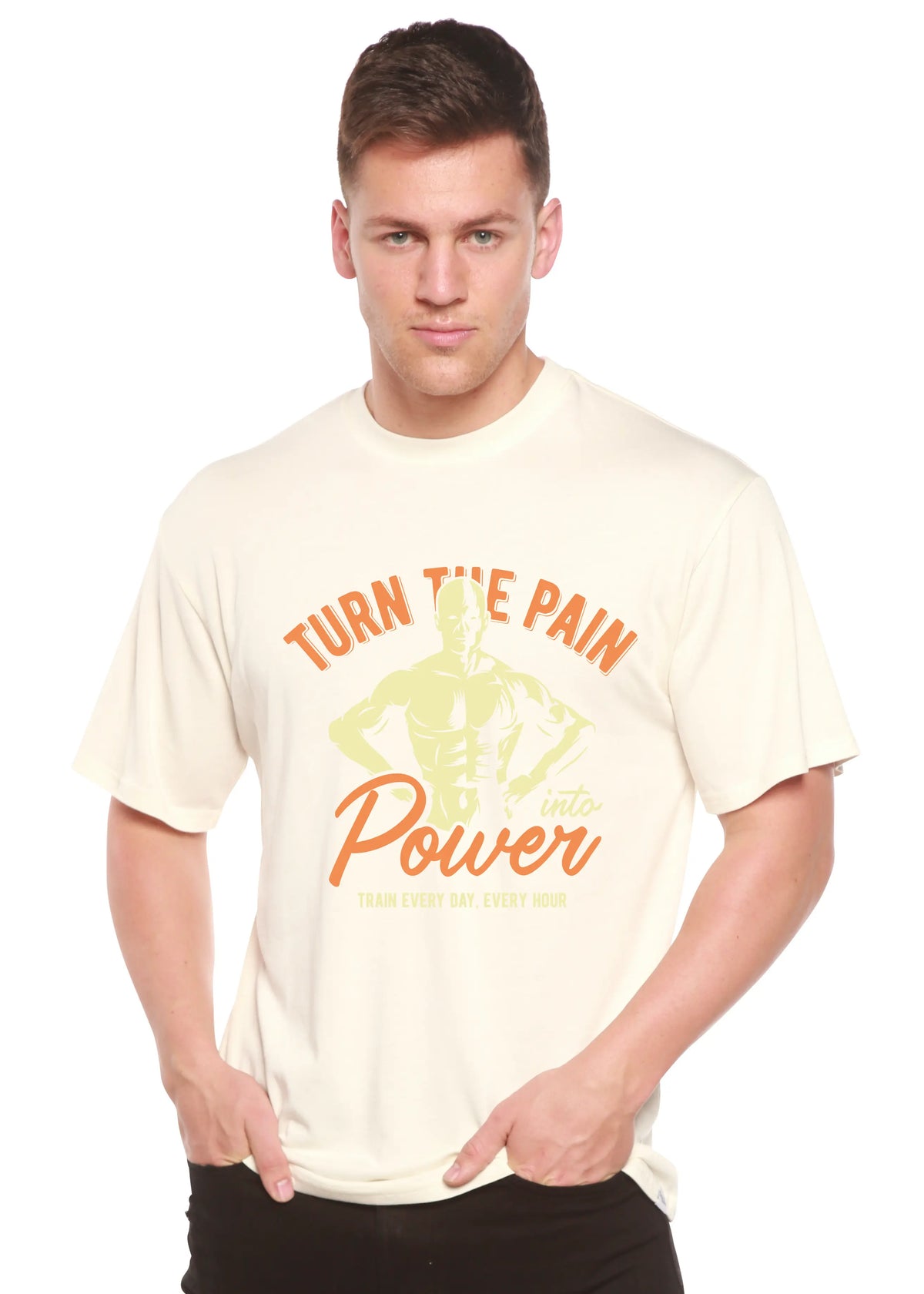 Turn The Pain Men's Bamboo Viscose/Organic Cotton Short Sleeve Graphic T-Shirt Spun Bamboo