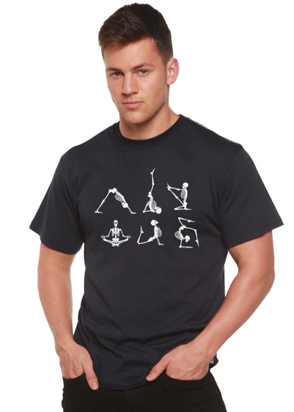 Halloween Skeleton Namaste Men's Bamboo Viscose/Organic Cotton Short Sleeve Graphic T-Shirt Spun Bamboo