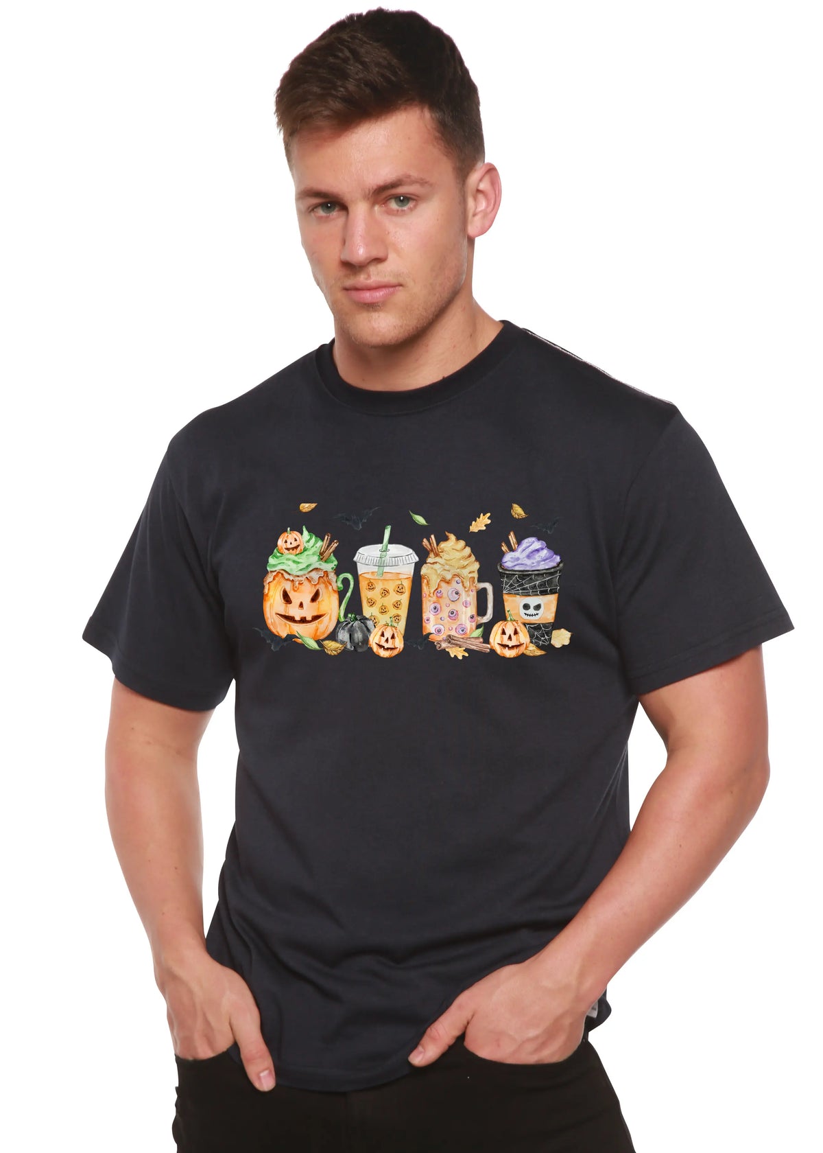 Happy Halloween Men's Bamboo Viscose/Organic Cotton Short Sleeve Graphic T-Shirt Spun Bamboo