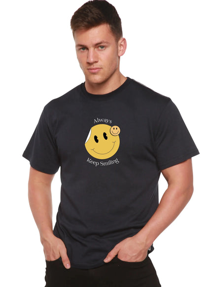 Always Keep Smiling Men's Bamboo Viscose/Organic Cotton Short Sleeve Graphic T-Shirt Spun Bamboo