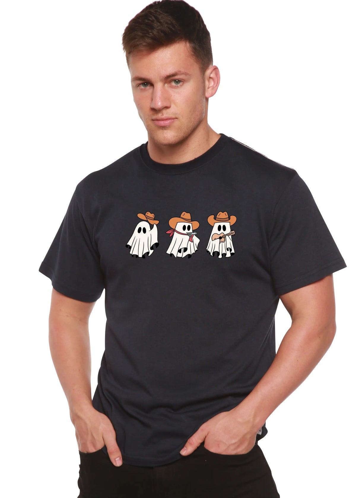 Cowboy Ghosts Unisex Bamboo Viscose/Organic Cotton Short Sleeve Graphic T-Shirt Spun Bamboo