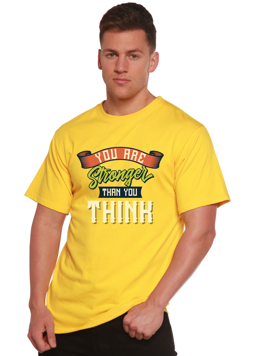You Are Stronger Than You Think Men's Bamboo Viscose/Organic Cotton Short Sleeve Graphic T-Shirt Spun Bamboo