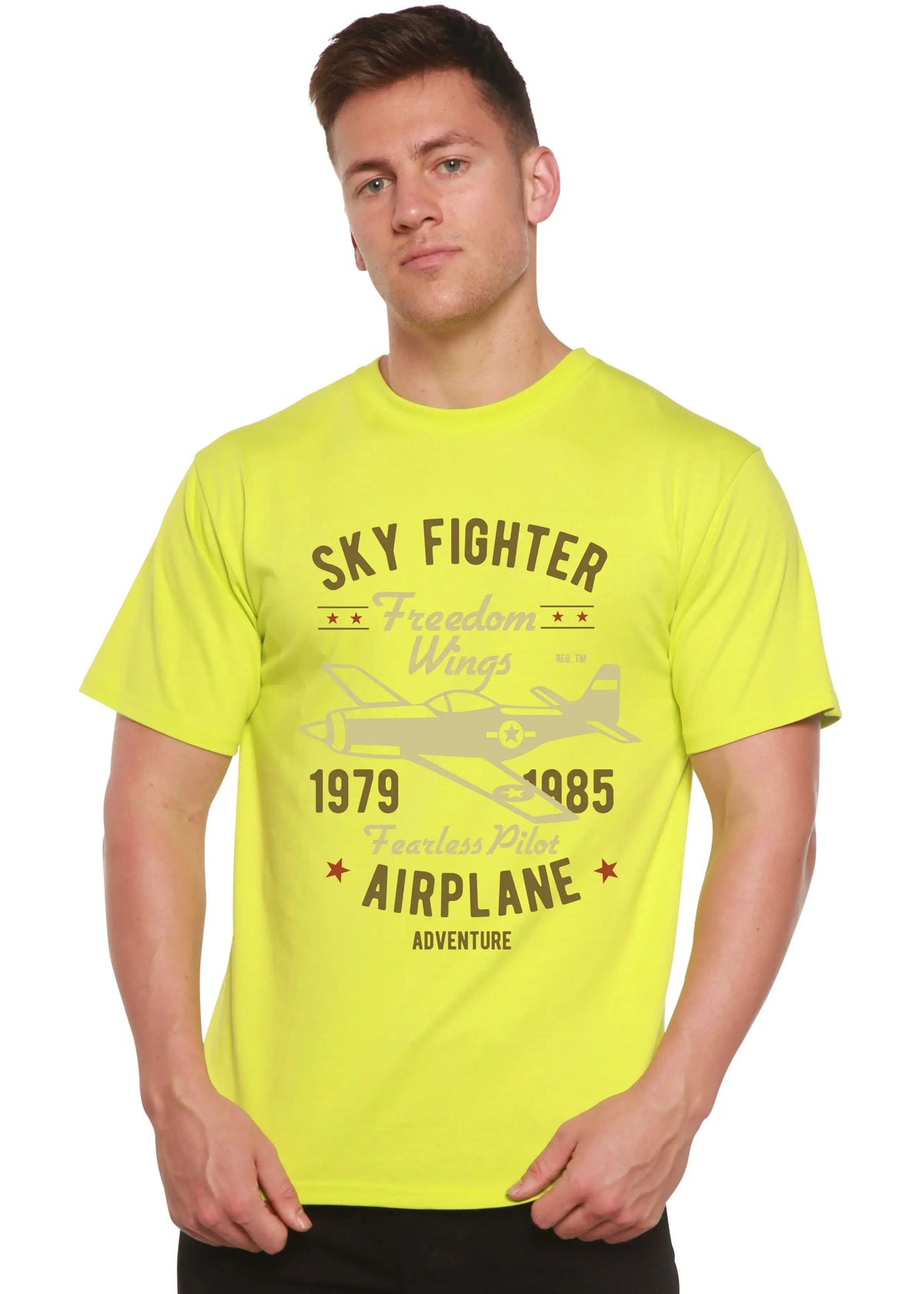 Sky Fighter Spun Bamboo® Men's Bamboo Viscose/Organic Cotton Short Sleeve Graphic T-Shirt Spun Bamboo