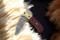 Handmade Damascus Pocket Knife with Micarta Handle Damascus Knife Store
