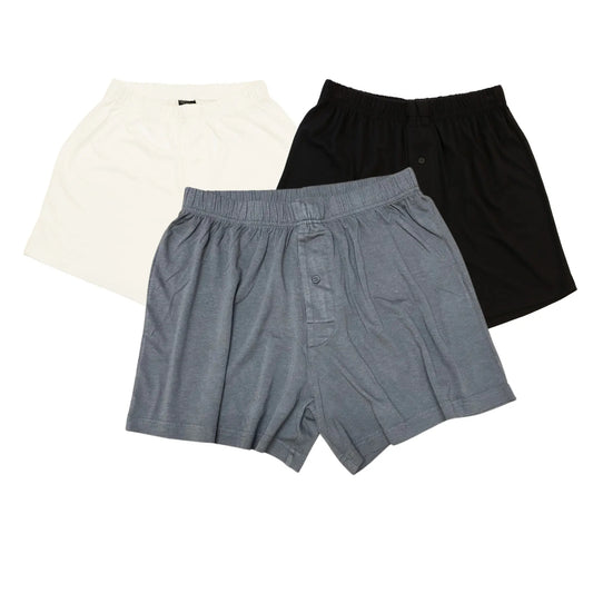 Men's Bamboo Viscose Boxers - 3-Pack Mixed Colors - Cream, Charcoal, Black Spun Bamboo