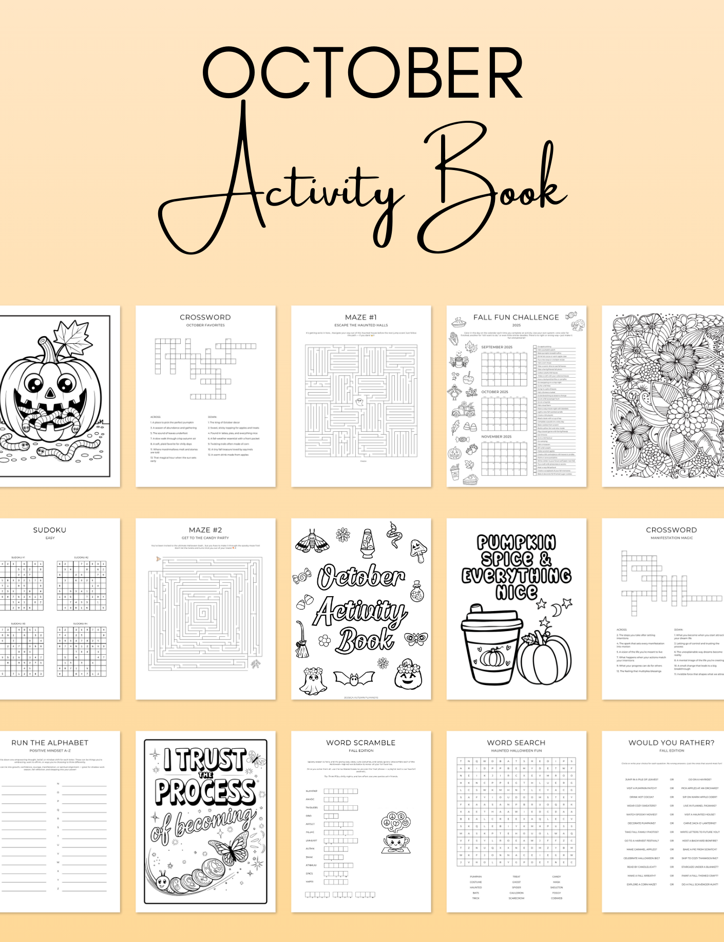 October Activity Book Bundle (Digital + Printable) Jessica Autumn