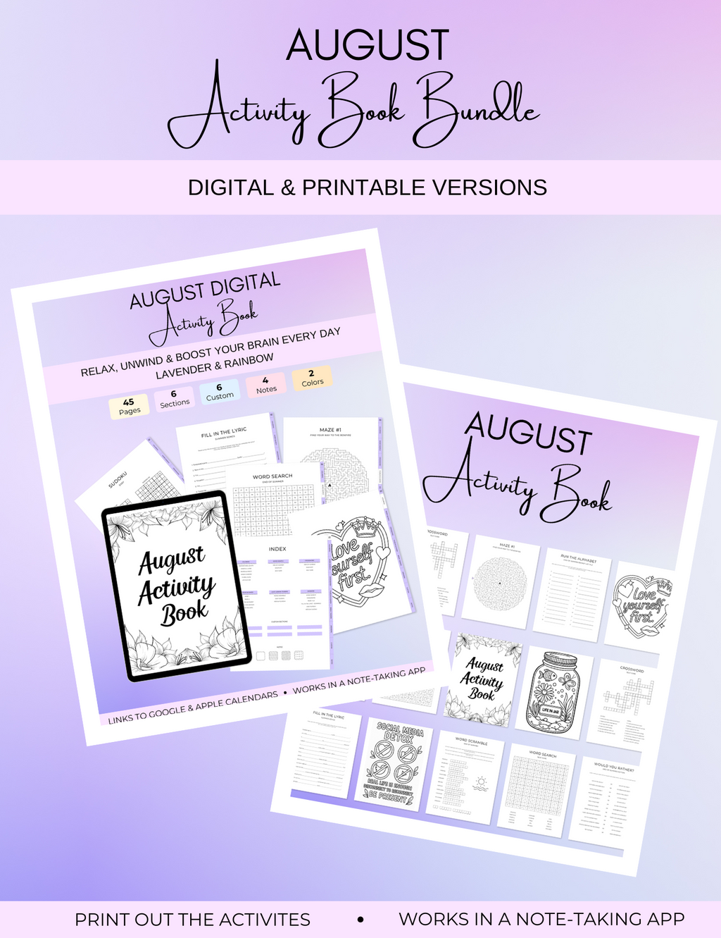 August Activity Book Bundle (Digital + Printable) Jessica Autumn
