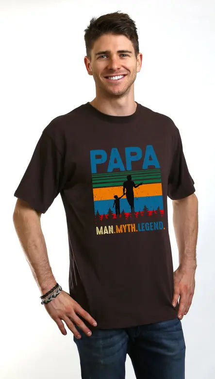 Papa Man, Myth, Legend Men's Bamboo Viscose/Organic Cotton Short Sleeve Graphic T-Shirt Spun Bamboo