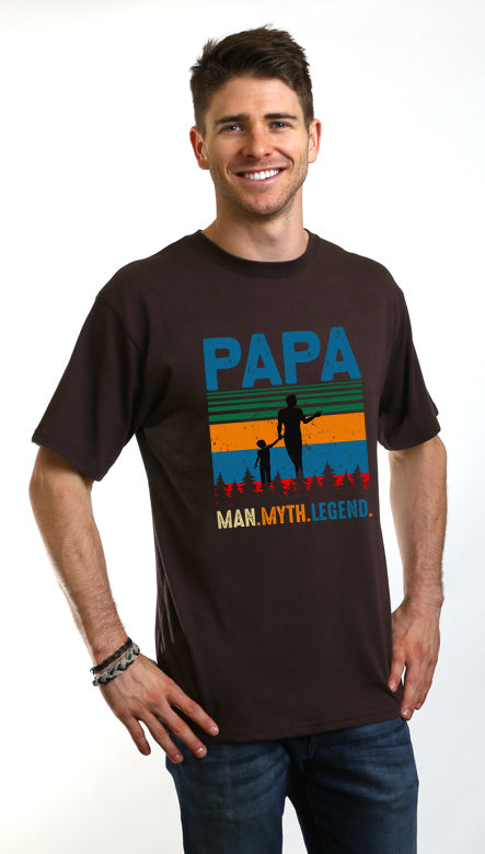 Papa Man, Myth, Legend Men's Bamboo Viscose/Organic Cotton Short Sleeve Graphic T-Shirt Spun Bamboo