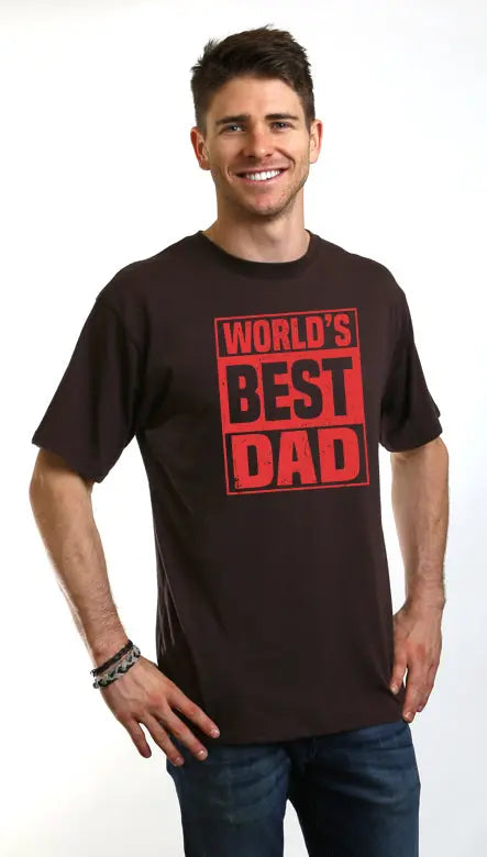 World's Best Dad Men's Bamboo Viscose/Organic Cotton Short Sleeve Graphic T-Shirt Spun Bamboo